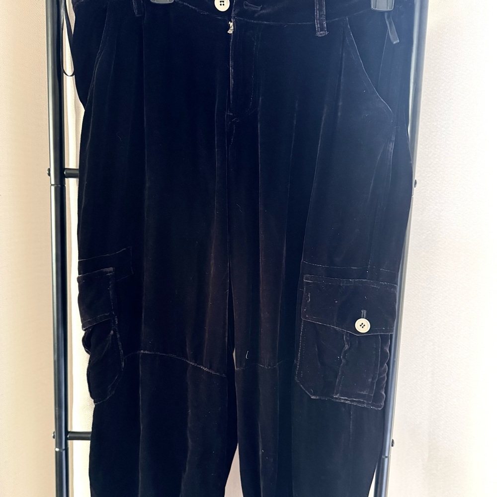 Black Velvet Cargo Pants - Picture 4 of 4